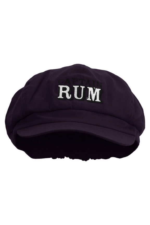 Captain Rum Embroidered Cotton Elastic Big Size Newsboy Cap - Purple XL-2XL