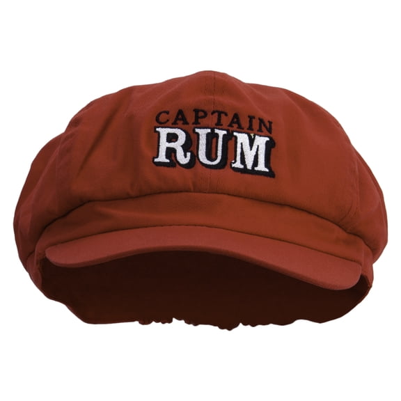 Captain Rum Embroidered Cotton Elastic Big Size Newsboy Cap - Red 2XL-3XL