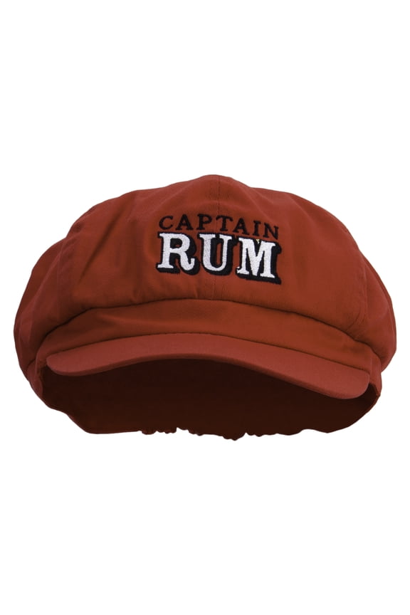 Captain Rum Embroidered Cotton Elastic Big Size Newsboy Cap - Red XL-2XL
