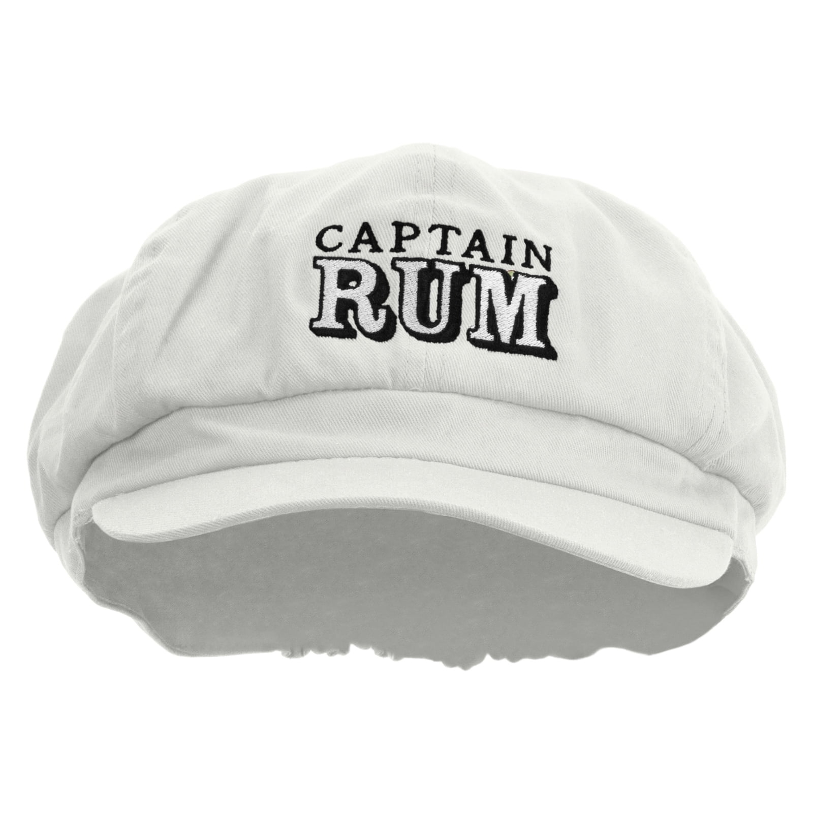 Captain Rum Embroidered Cotton Elastic Big Size Newsboy Cap - White 2XL ...