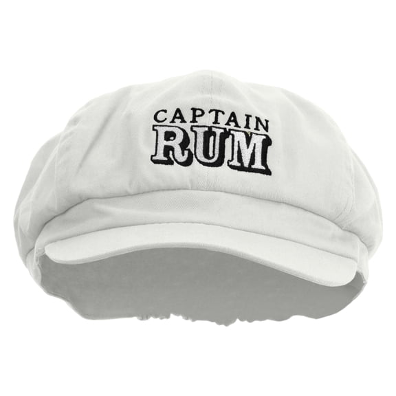 Captain Rum Embroidered Cotton Elastic Big Size Newsboy Cap - White 2XL-3XL