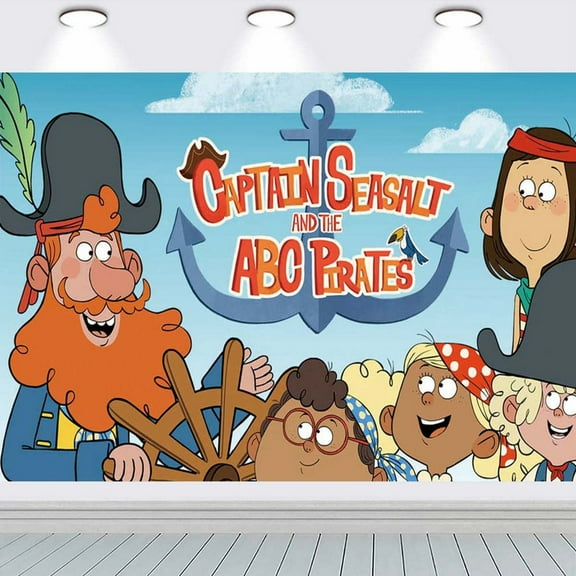 Captain Seasalt and the ABC Pirates Party Supplies Backdrop Banner Poster Birthday Decorations Background for Photography Taspestry