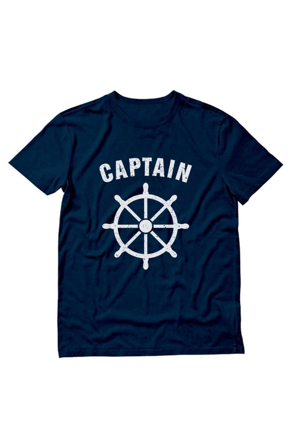 Captain Shirt Dad Outfit Fathers Day Gift T-Shirt for Husband Captain of the House Navy Medium