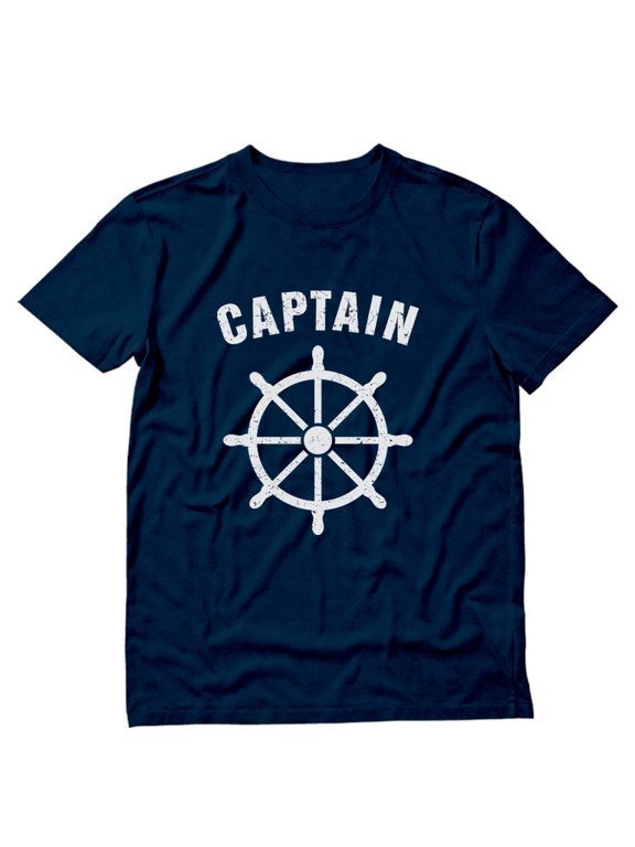 Captain Shirt Dad Outfit Fathers Day Gift T-Shirt for Husband Captain of the House Navy Small