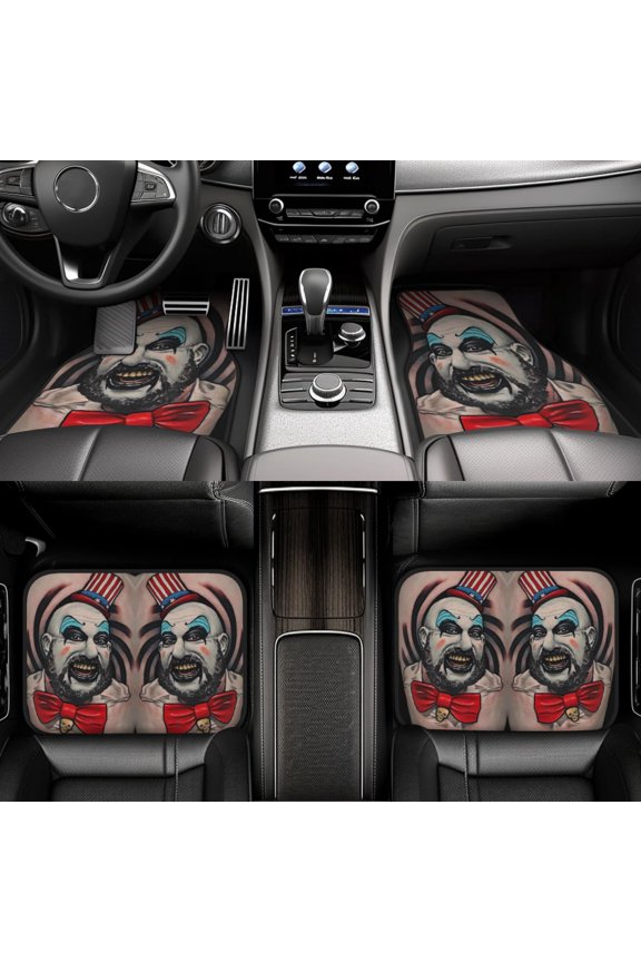 Captain Spaulding Car Foot Mat Set Of 4 Pieces (Front & Rear) Soft Thickened Non Slip Waterproof Automotive Floor Mats For Suv Sedan Car Van