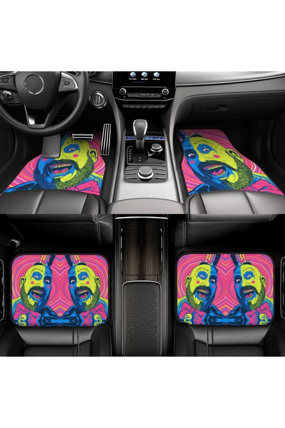 Captain Spaulding Car Foot Mat Set Of 4 Pieces (Front & Rear) Soft Thickened Non Slip Waterproof Automotive Floor Mats For Suv Sedan Car Van
