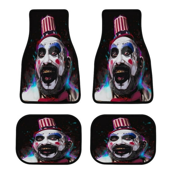 Horror Character Car Mats Set 4 Pieces with Double Stitch Line Anti-Slip Backing Design Universal Fit for Most Vehicles