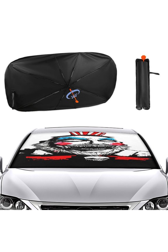 Captain-Spaulding Car Sun Shade Umbrella, Car Shade Front Windshield Sun Shade Foldable Umbrella for Most Sedans SUV Truck, Blocks UV Rays