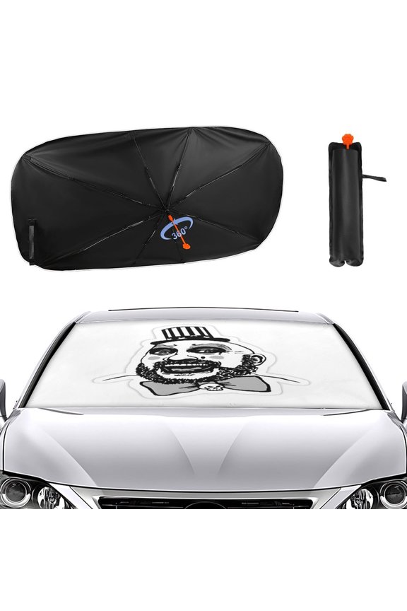 Captain-Spaulding Car Sun Shade Umbrella, Car Shade Front Windshield Sun Shade Foldable Umbrella for Most Sedans SUV Truck, Blocks UV Rays