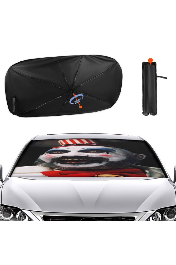 Captain-Spaulding Car Sun Shade Umbrella, Car Shade Front Windshield Sun Shade Foldable Umbrella for Most Sedans SUV Truck, Blocks UV Rays
