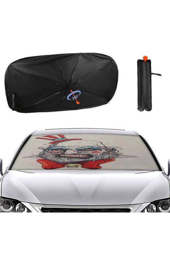 Captain-Spaulding Car Sun Shade Umbrella, Car Shade Front Windshield Sun Shade Foldable Umbrella for Most Sedans SUV Truck, Blocks UV Rays