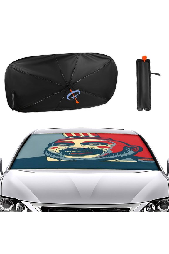 Captain-Spaulding Car Sun Shade Umbrella, Car Shade Front Windshield Sun Shade Foldable Umbrella for Most Sedans SUV Truck, Blocks UV Rays