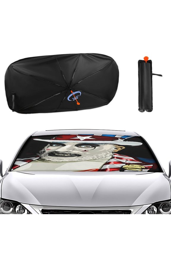 Captain-Spaulding Car Sun Shade Umbrella, Car Shade Front Windshield Sun Shade Foldable Umbrella for Most Sedans SUV Truck, Blocks UV Rays