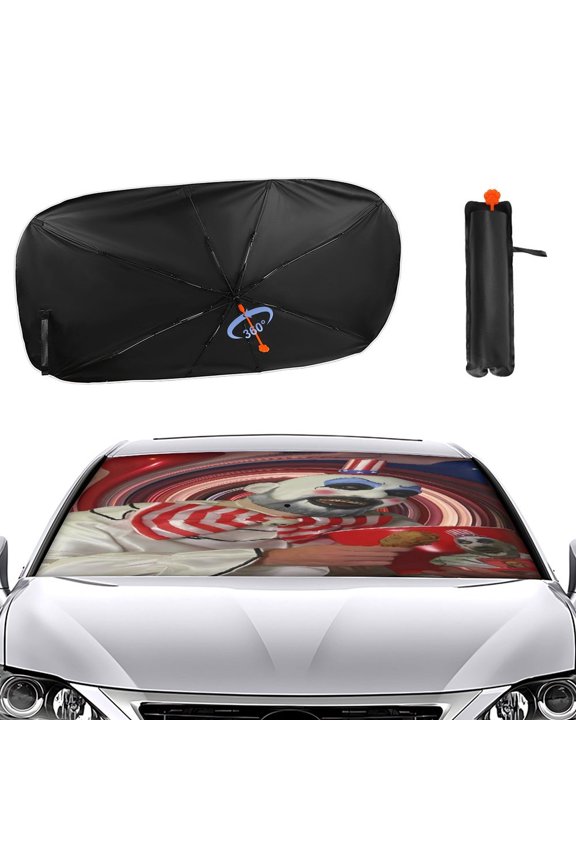 Captain-Spaulding Car Sun Shade Umbrella, Car Shade Front Windshield Sun Shade Foldable Umbrella for Most Sedans SUV Truck, Blocks UV Rays
