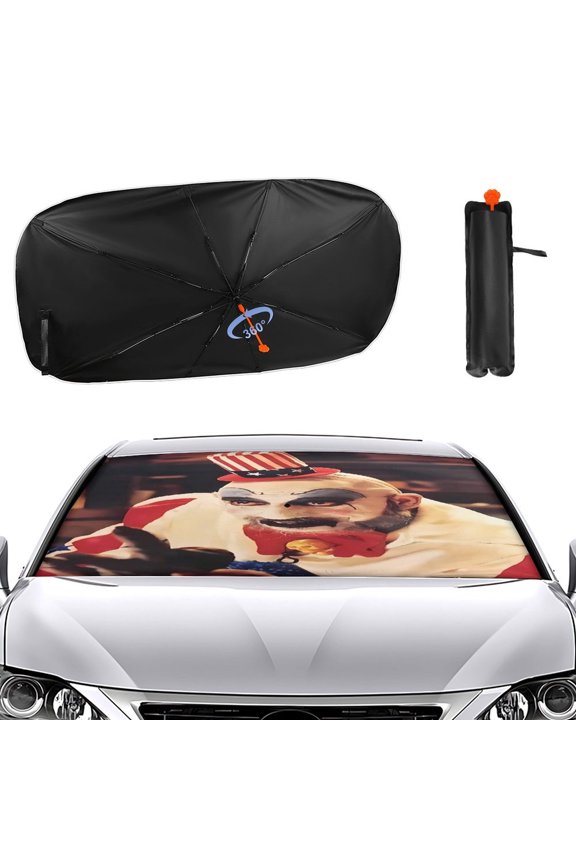 Captain-Spaulding Car Sun Shade Umbrella, Car Shade Front Windshield Sun Shade Foldable Umbrella for Most Sedans SUV Truck, Blocks UV Rays