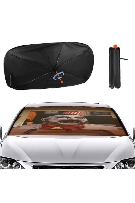 Captain-Spaulding Car Sun Shade Umbrella, Car Shade Front Windshield Sun Shade Foldable Umbrella for Most Sedans SUV Truck, Blocks UV Rays