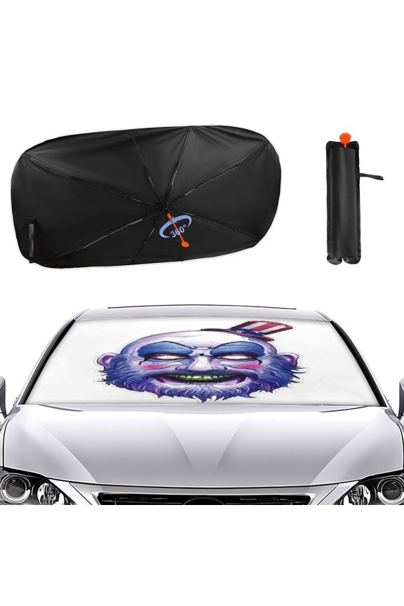 Captain-Spaulding Car Sun Shade Umbrella, Car Shade Front Windshield Sun Shade Foldable Umbrella for Most Sedans SUV Truck, Blocks UV Rays