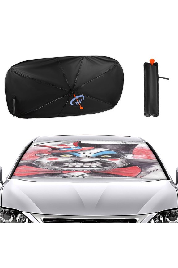 Captain-Spaulding Car Sun Shade Umbrella, Car Shade Front Windshield Sun Shade Foldable Umbrella for Most Sedans SUV Truck, Blocks UV Rays