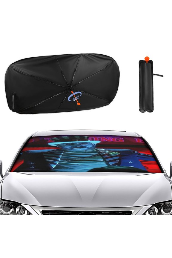 Captain-Spaulding Car Sun Shade Umbrella, Car Shade Front Windshield Sun Shade Foldable Umbrella for Most Sedans SUV Truck, Blocks UV Rays