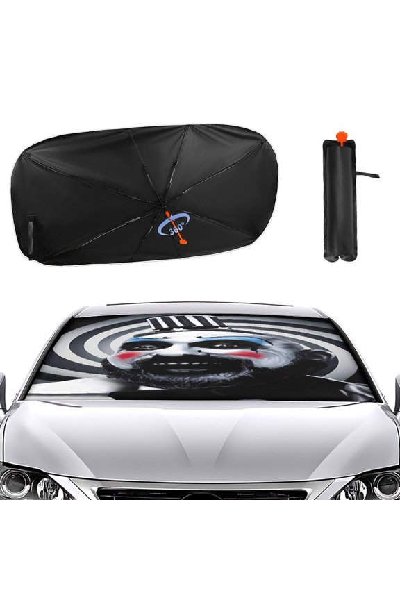 Captain-Spaulding Car Sun Shade Umbrella, Car Shade Front Windshield Sun Shade Foldable Umbrella for Most Sedans SUV Truck, Blocks UV Rays