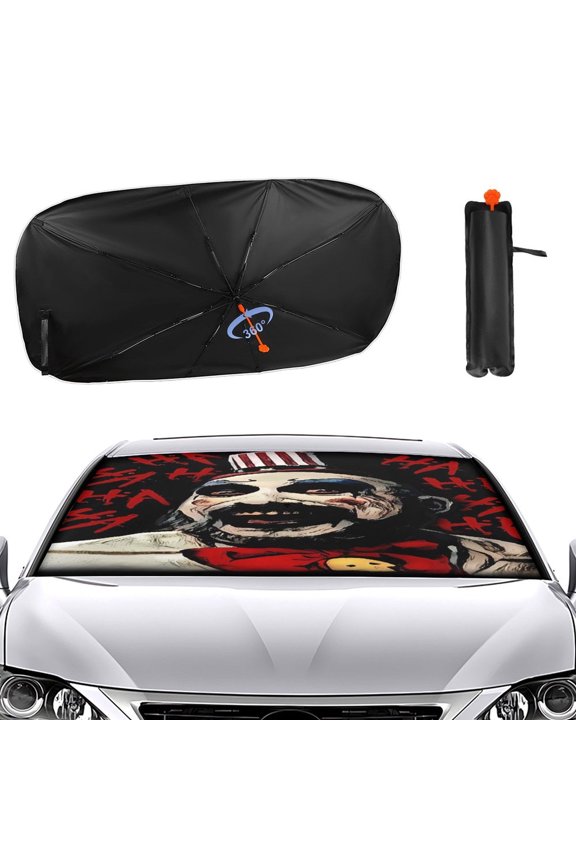 Captain-Spaulding Car Sun Shade Umbrella, Car Shade Front Windshield Sun Shade Foldable Umbrella for Most Sedans SUV Truck, Blocks UV Rays