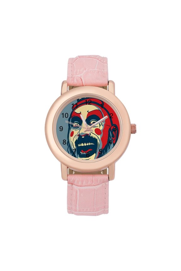 Captain Spaulding Watch, Soft Leather Strap Watch Adult Classic Ladies Leather Strap Wrist Watch Adjustable Quartz Watch Fit for Wrist Sizes 5.7" to 8.7"