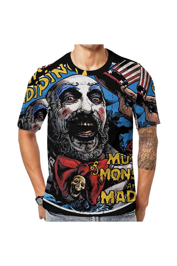 Captain Spaulding T-Shirt Full Print Short Sleeve Crew Neck Casual Novelty Graphic Tee Shirt Tops for Men Women L