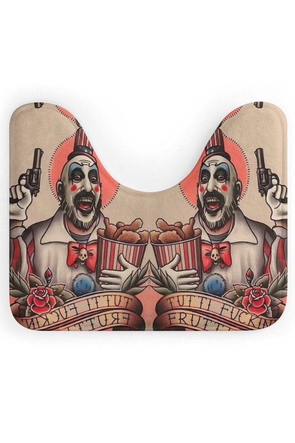 Captain Spaulding U-Shape Rug, Ultra Soft Washable Toilet Mat, Non Slip Absorbent Bath Rug Water Absorbent for Bathroom