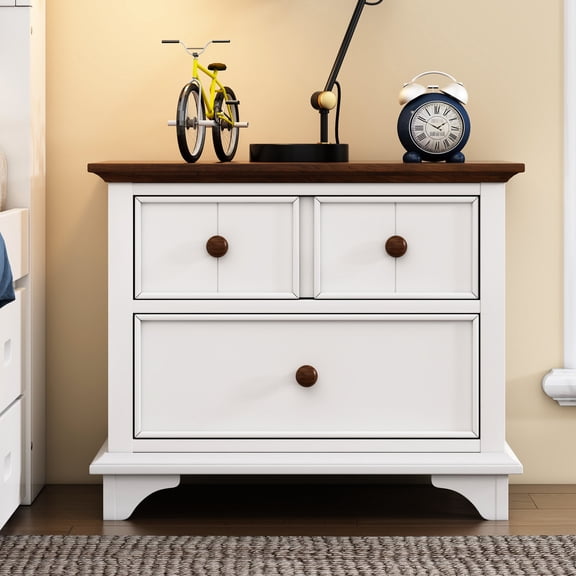 Captain Two - Drawer Wooden Nightstand | Can Be Easily Moved | Constructed from Pine, Plywood and MDF | Solves Limited Space Problem