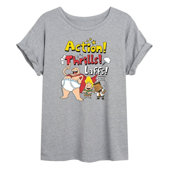 Captain Underpants - Action, Thrills, & Laffs - Juniors Ideal Flowy Muscle T-Shirt