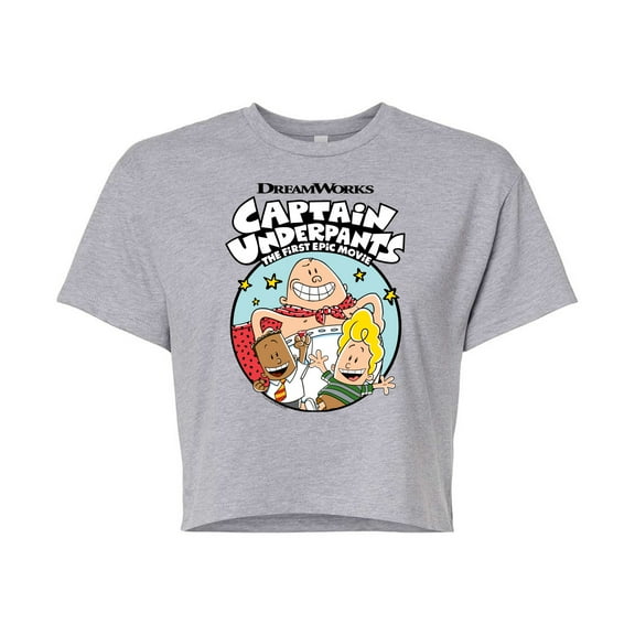 Captain Underpants - C. Underpants, George, & Harold - Juniors Cropped Cotton Blend T-Shirt