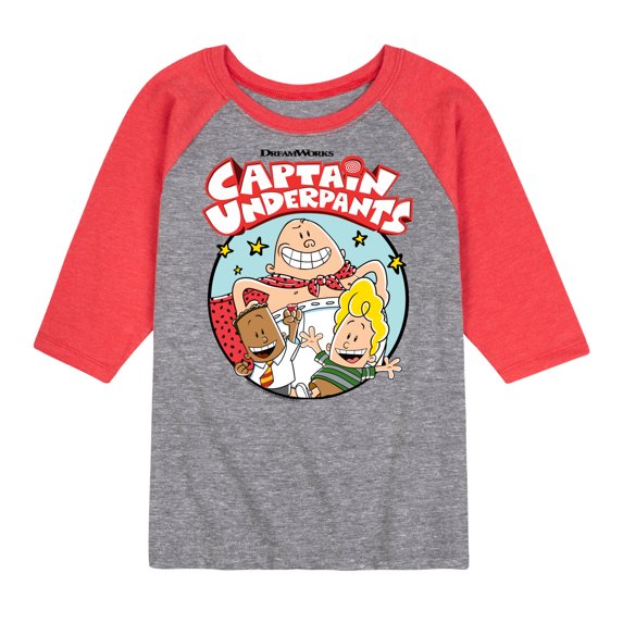 Captain Underpants - C. Underpants, George, & Harold - Toddler & Youth Raglan Graphic T-Shirt