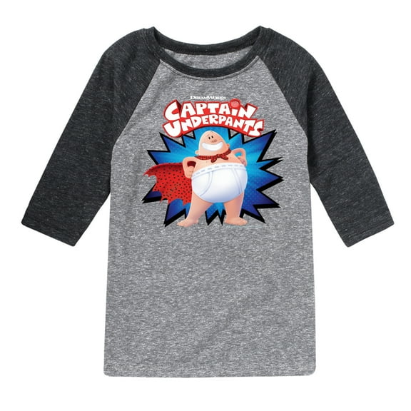 Captain Underpants - Original Logo of Superhero - Toddler & Youth Raglan Graphic T-Shirt
