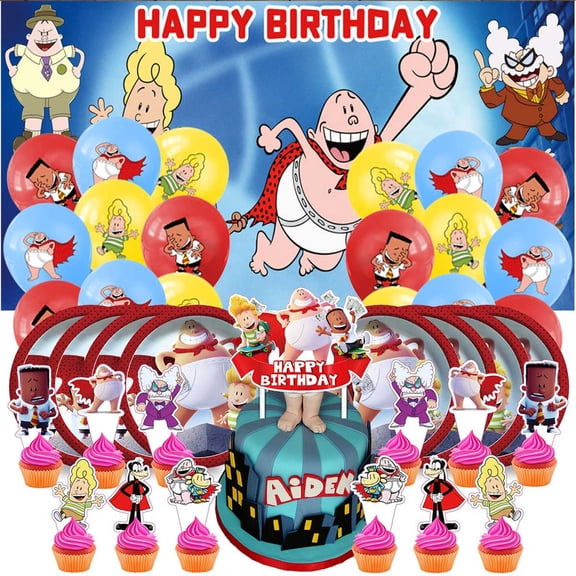 Captain Underpants Birthday Party Supplies Balloons Plates Decoration Cake Topper Decor Tableware Banner Backdrop