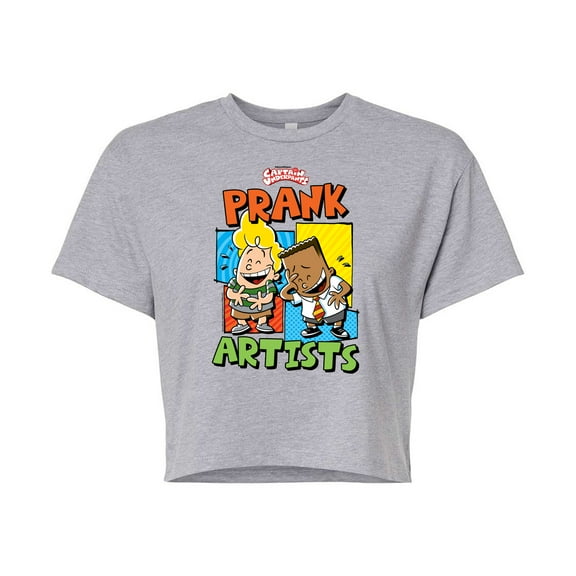 Captain Underpants - Prank Artists - Juniors Cropped Cotton Blend T-Shirt