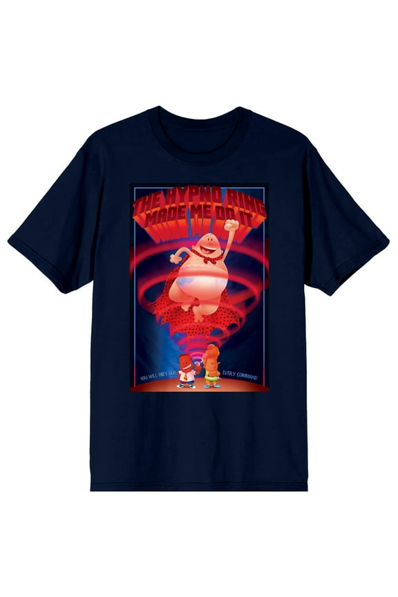Captain Underpants You Will Obey Our Every Command Crew Neck Short Sleeve Navy Men's T-shirt-3XL