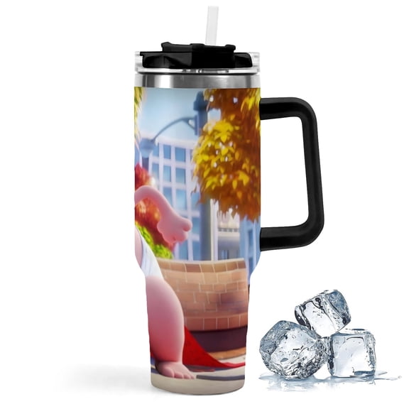 Captain Underpants-theme Insulated Stainless Steel Tumbler with Handle Gifts For Family Friends Fans and Straw Fits in Standard Cup Holder 40 OZ