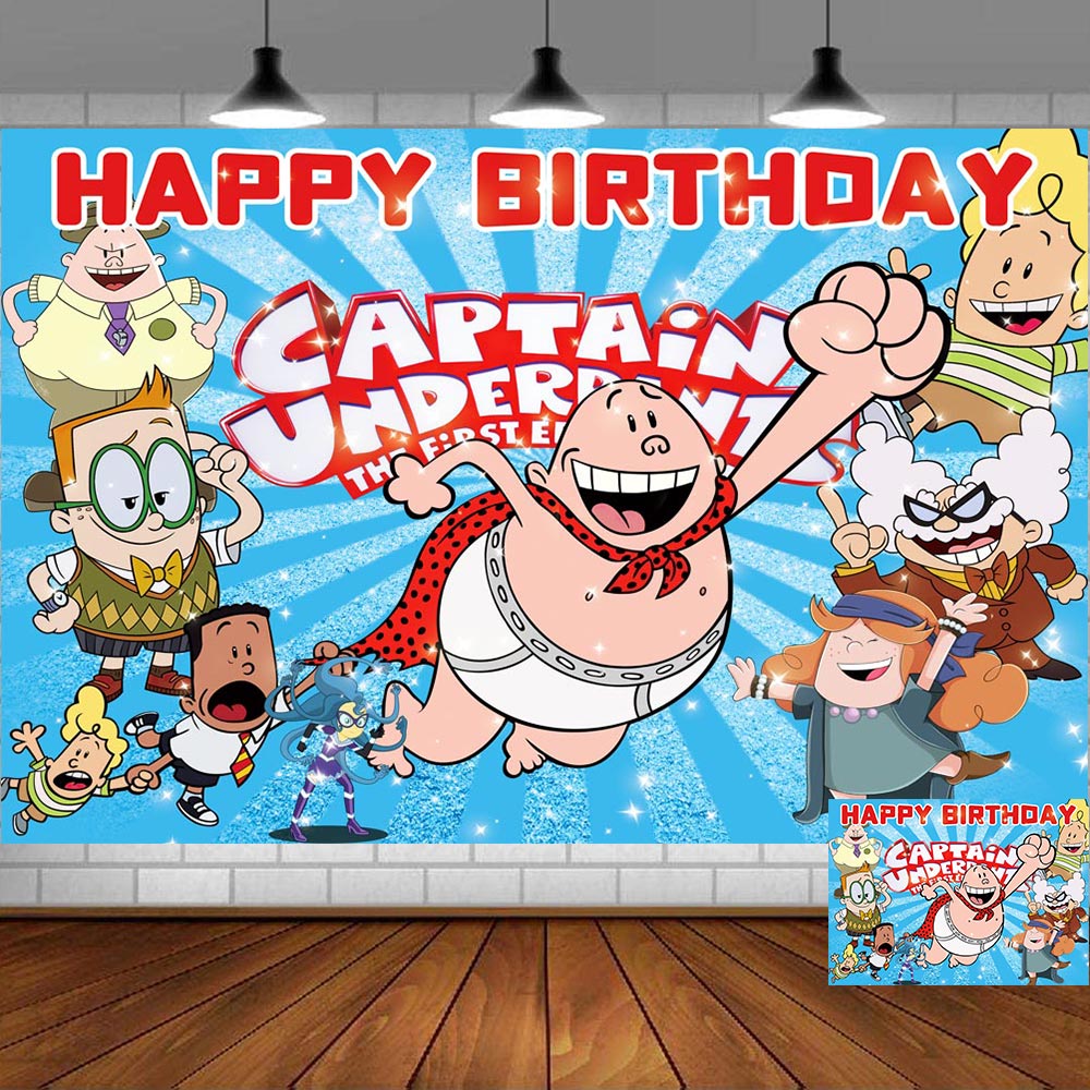 Captain Underpants1 Backdrop Banner Party Supplies Poster Movie Theme ...