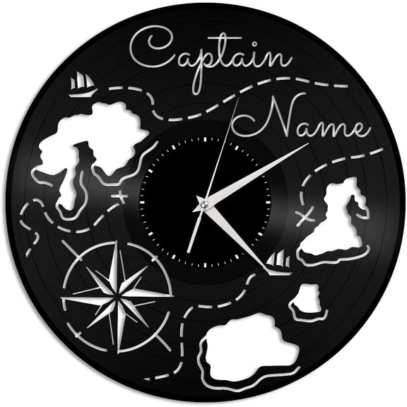 Captain Vinyl Wall Clock,Vinyl Record Clock Wall Art Black Handmade Art Home Decorations Art Unique Gift idea