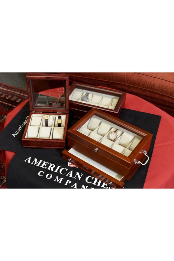 The Captain: Ten Watch Glass top storage Chest with a Jewelers Drawer, W1100M