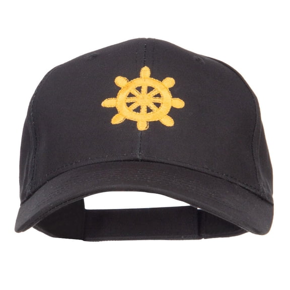 Captain Wheel Logo Embroidered Cotton Cap - Black OSFM