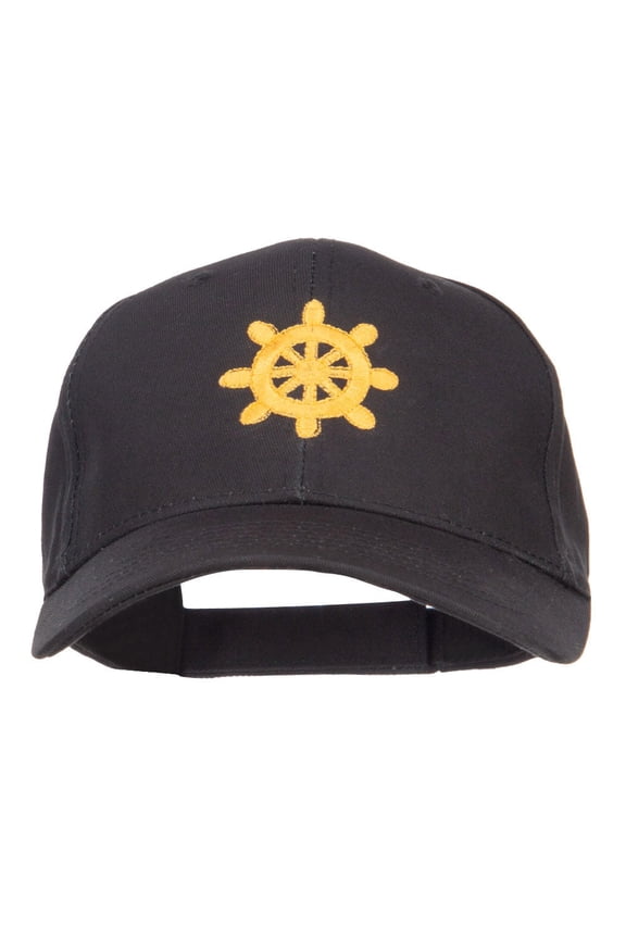 Captain Wheel Logo Embroidered Cotton Cap - Black OSFM