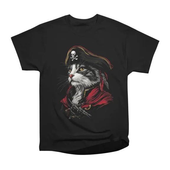 Captain Whiskers Kitty Pirate T-Shirt Tee Gift For Him Merch For Her Apparel For Friend