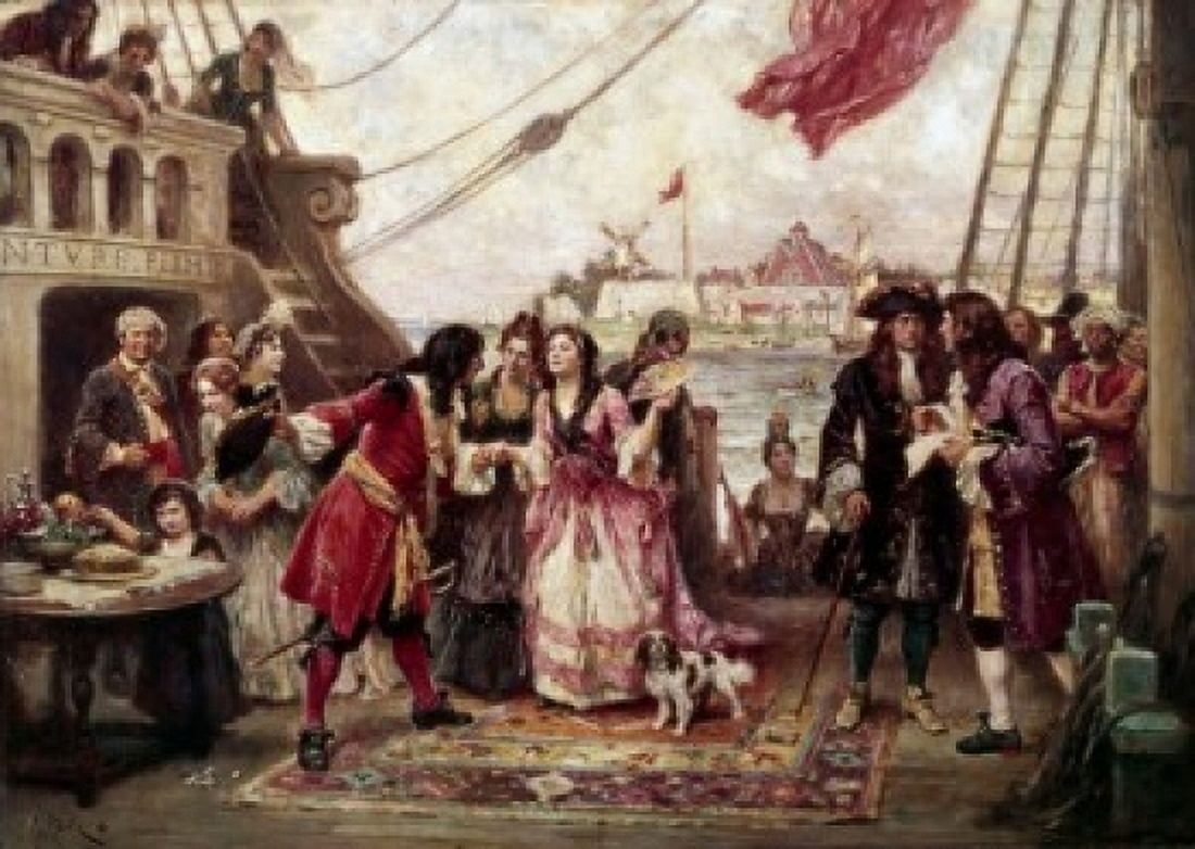 Captain William Kidd In New York Harbor Jean Leon Gerome Ferris (1863-1930 American) Canvas Art - Jean Leon Gerome Ferris (24 x 36)