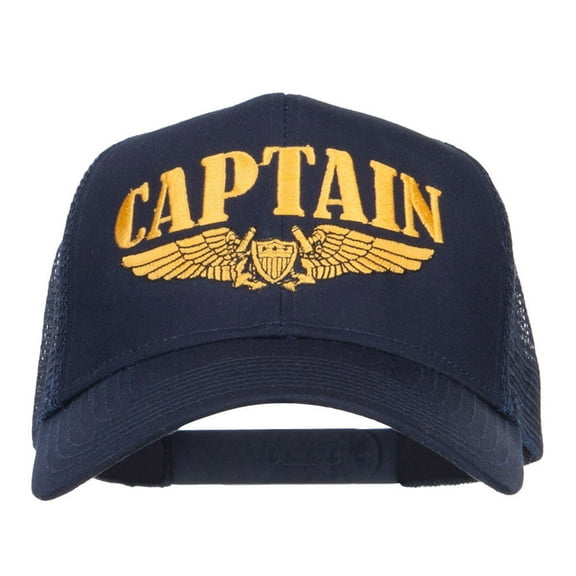 Captain Wing Logo Embroidered Mesh Cap - Navy OSFM