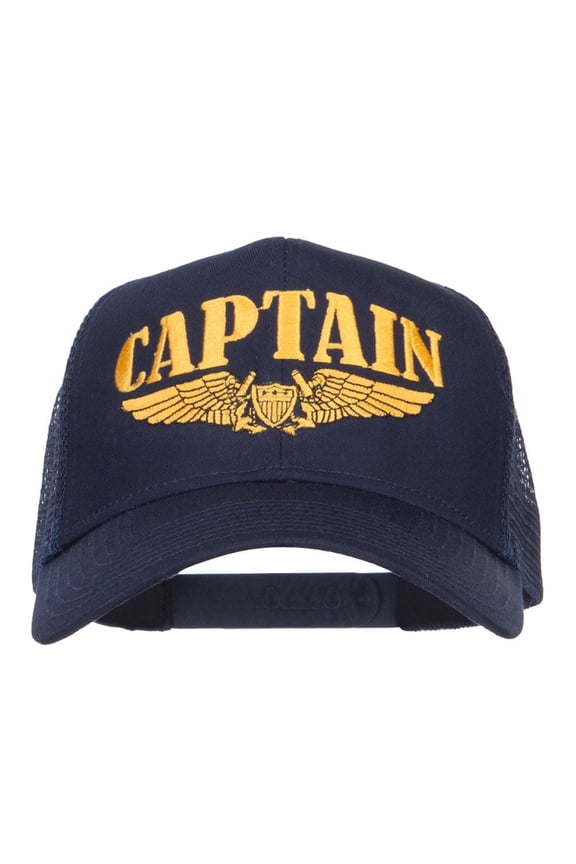 Captain Wing Logo Embroidered Mesh Cap - Navy OSFM