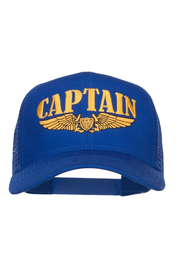Captain Wing Logo Embroidered Mesh Cap - Royal OSFM