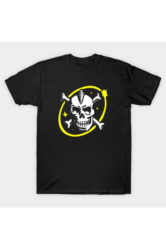 Captain Zargon Space Pirate Logo Retro Sci Fi Galactic Outlaw Emblem Unisex T-Shirt, up to size 3XL.