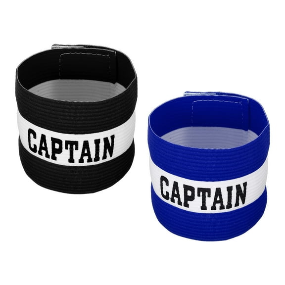 Captain's Armband, Elastic Arm Band for Soccer Team Training, Black Blue 2 Pack