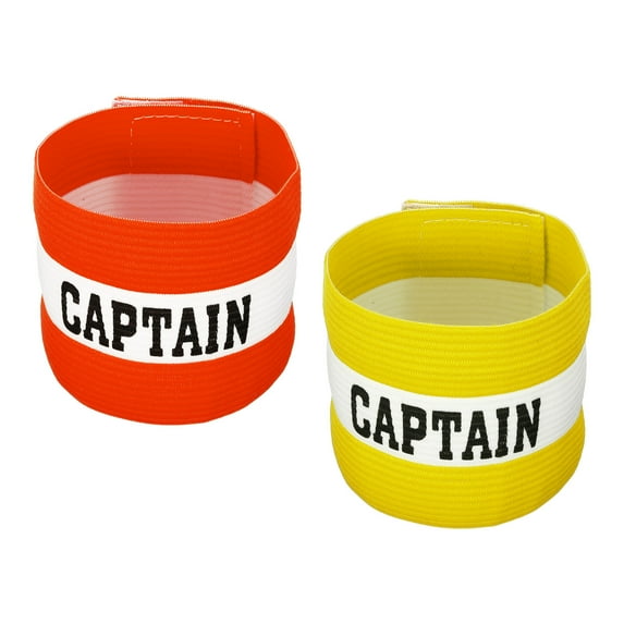 Captain's Armband, Elastic Arm Band for Soccer Team Training, Orange Yellow 2 Pack